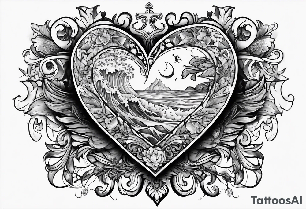 corazon con mar tattoo idea