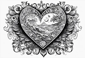 corazon con mar tattoo idea