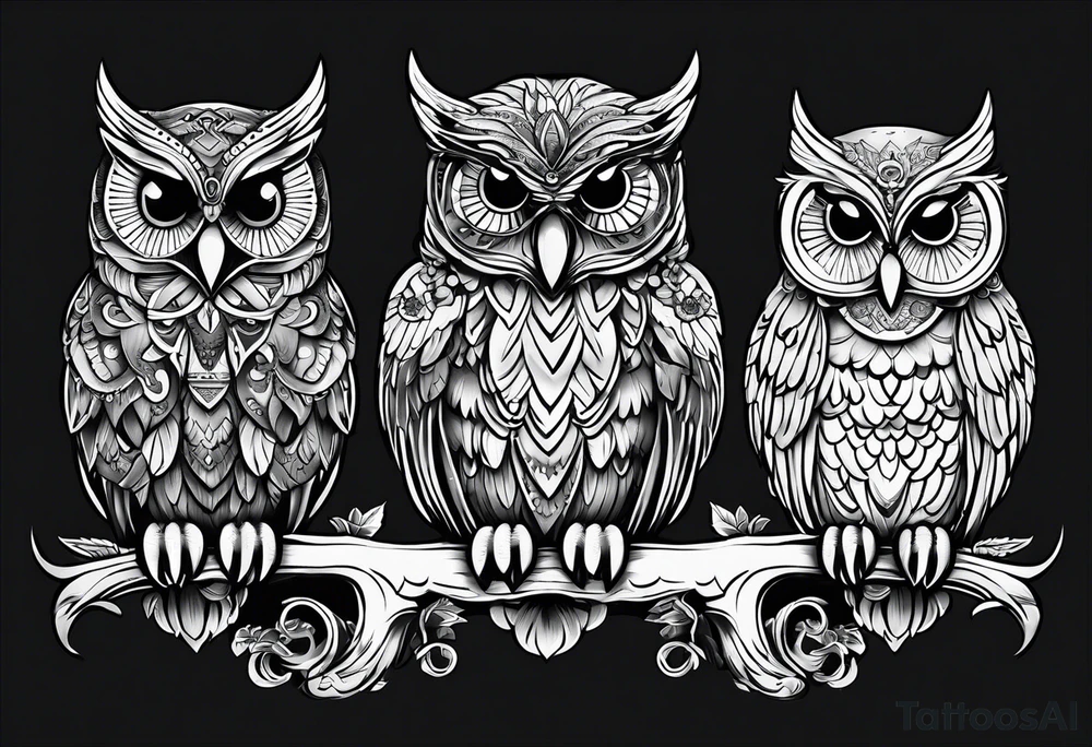Cute Owls. Hear no evil, see no evil, speak no evil tattoo idea