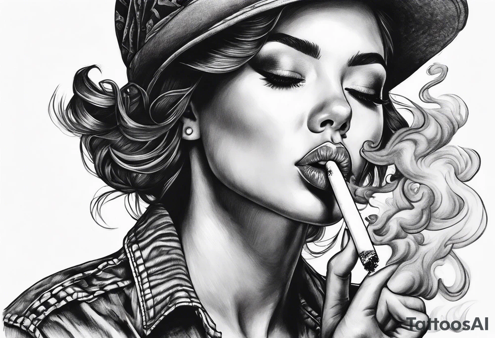 Draw me black smoke coming out of a cigarette tattoo idea