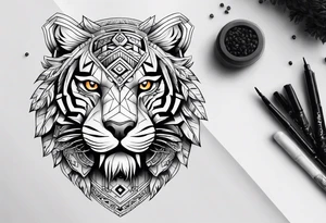 Aztec tiger and skull tattoo tattoo idea