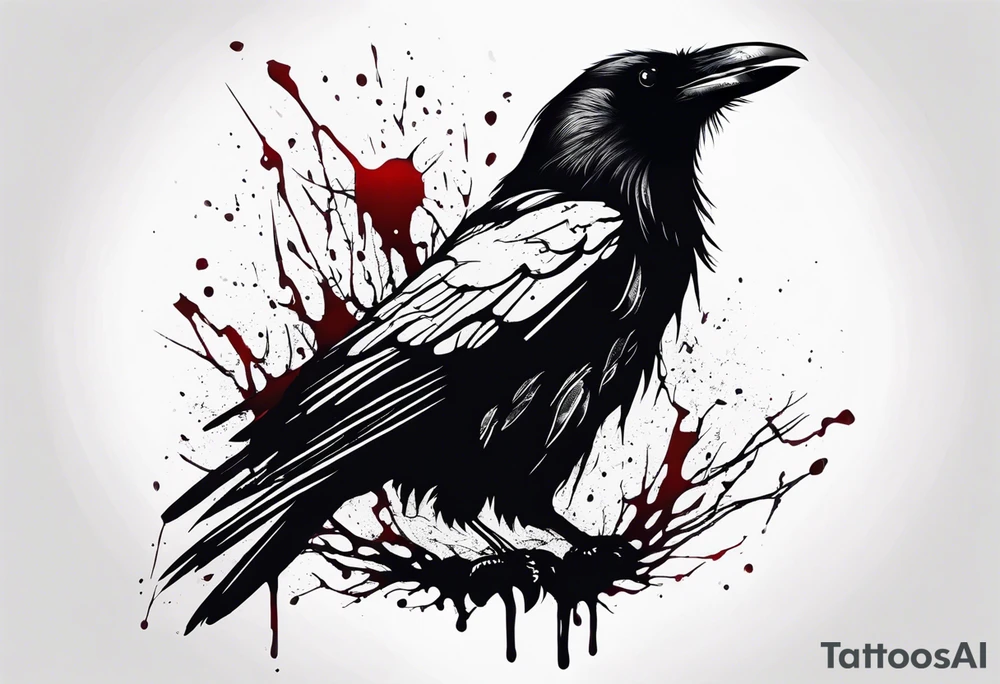 a black raven dripped in blood tattoo idea
