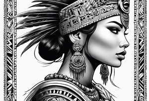 Aztec princess side profile tattoo idea