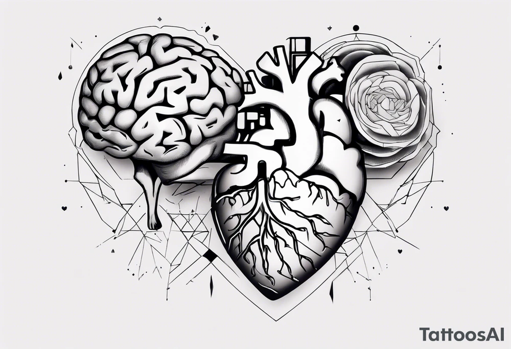 Left half human brain and right half human heart tattoo idea Left half human brain and right half human heart tattoo idea