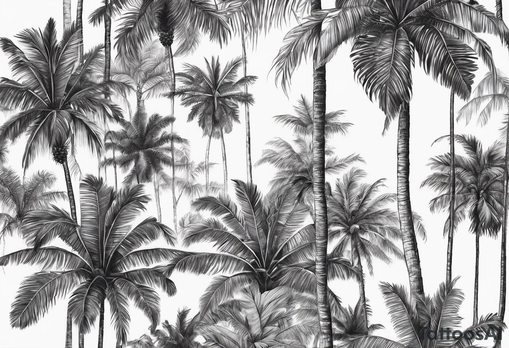 tree palm but swap leaves with palms tattoo idea