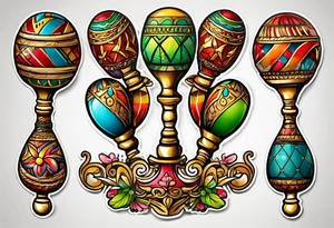 Swinging maracas with rum tattoo idea