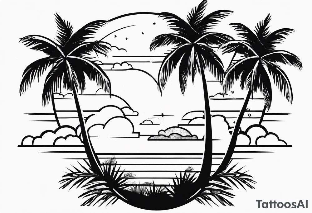 Palm tree postage stamp tattoo idea