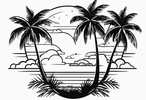 Palm tree postage stamp tattoo idea