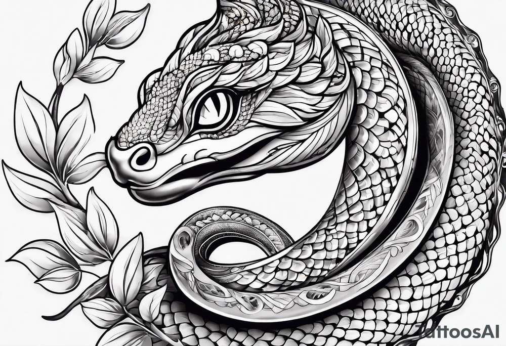 Schlange mit Kirschblüten tattoo idea