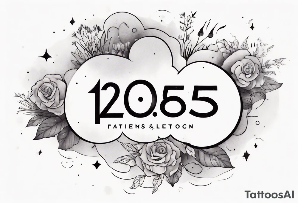 a forearm tattoo with a cloud with little plants and underneath it the date 12.08.05 tattoo idea