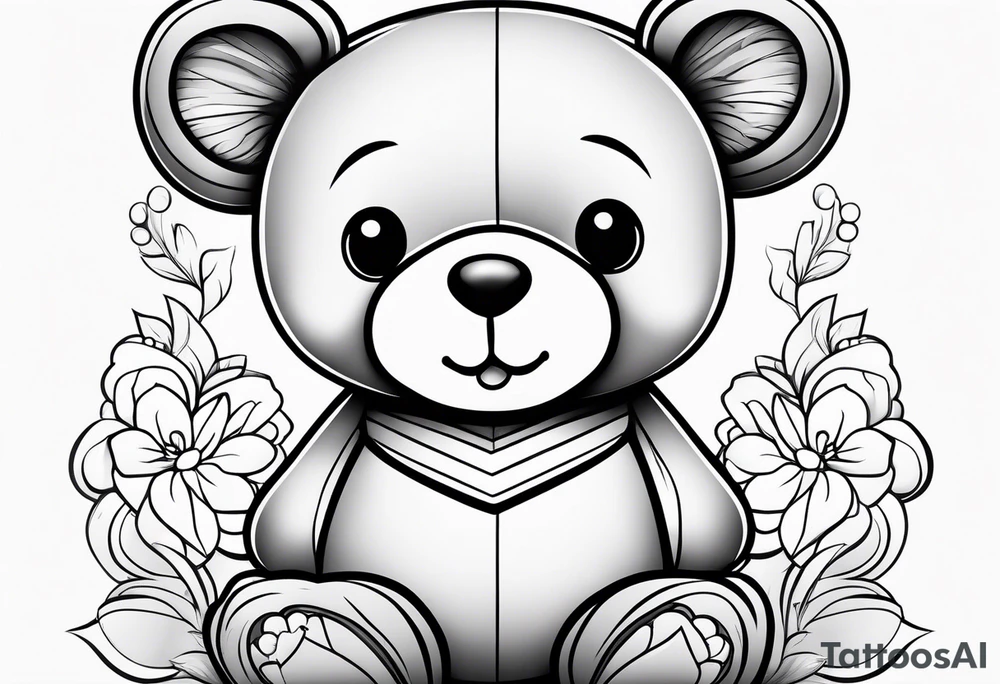 cute teddy bear tattoo idea