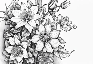 Columbine plant and flowers tattoo idea