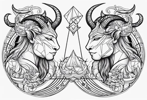 Couple's tattoos capricorn and aquarius uniting tattoo idea