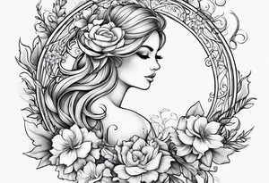 J with vines and small flowers around it tattoo idea