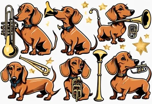 dachshund with a trombone tattoo idea