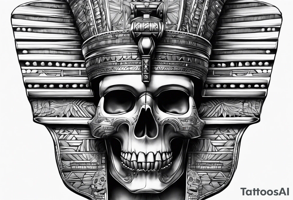 pharaoh skull realistic tattoo idea