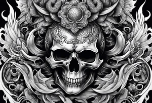Dark skull and dragon tattoo idea