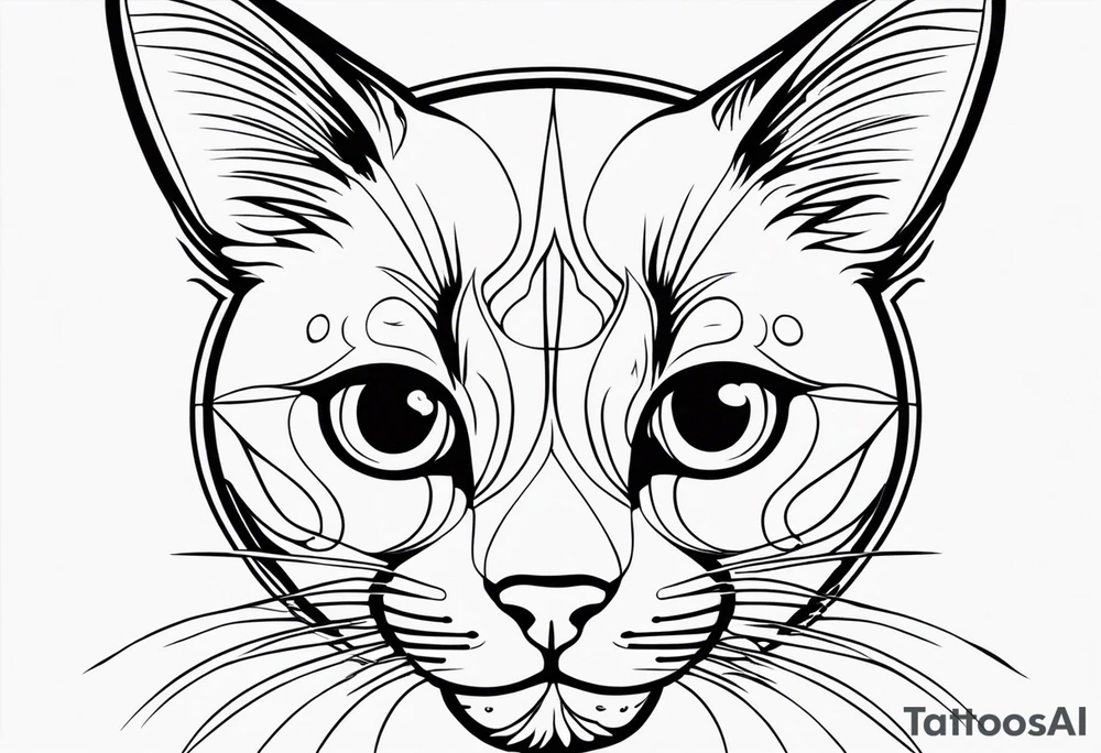 un gatito delicado dentro de un círculo tattoo idea