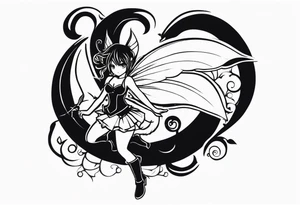 A fairy with a tail that is the fairy in the Fairy Tail anime guild logo tattoo idea