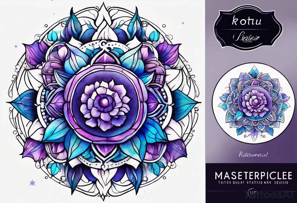 Blue and purple circle and lines tattoo idea
