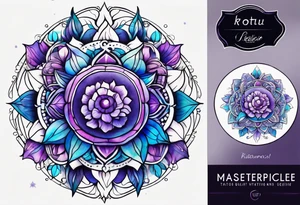 Blue and purple circle and lines tattoo idea