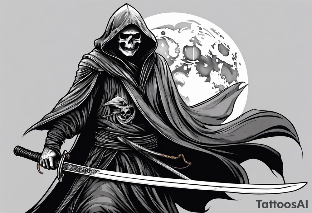 grim reaper with katana tattoo idea