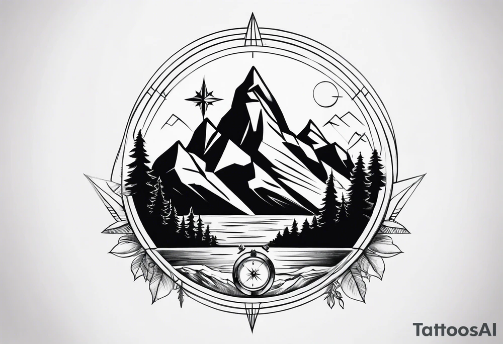 mountain and compass tattoo idea