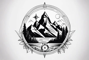mountain and compass tattoo idea