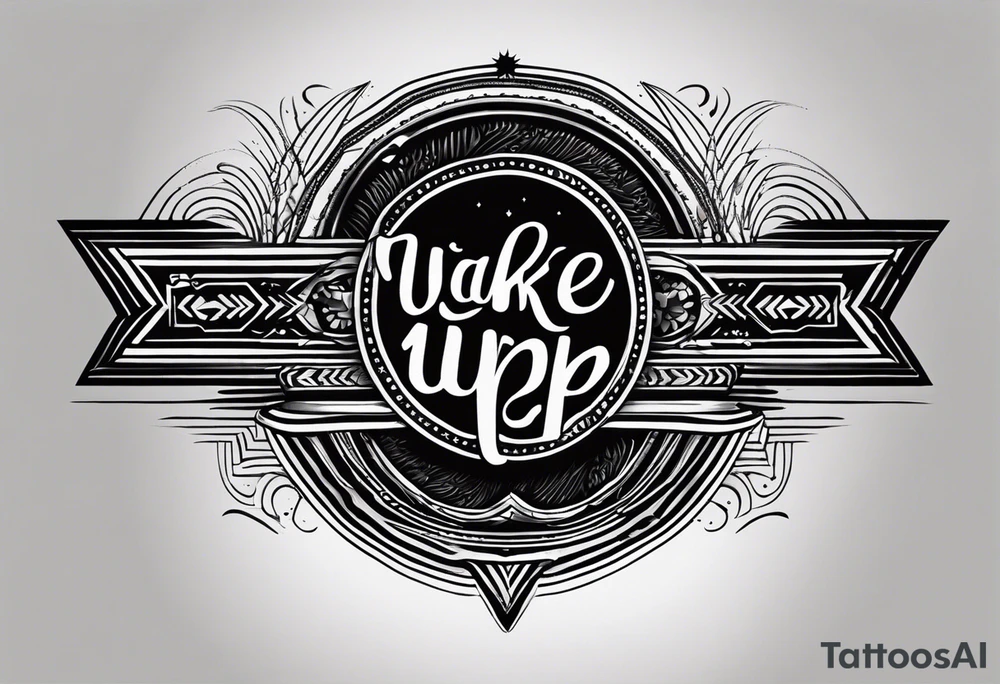 Black stripe approx. 2cm diameter 
Around the wrist 
The words: "Wake up" should be left blank on the top tattoo idea