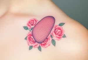 A fingerprint with soft pastel roses around, creating a delicate floral effect tattoo idea