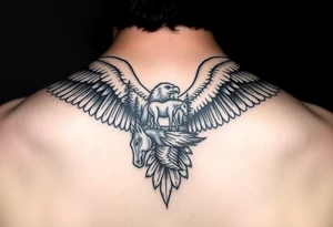 I want an eagle but inside of its wings I want a forest and a little river and maybe a horse drinking from the river. Not too big it has to fit on a 2 inch by 2 inch area tattoo idea