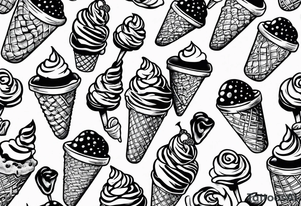 tiny one scoop ice cream cone tattoo idea