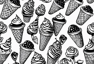 tiny one scoop ice cream cone tattoo idea