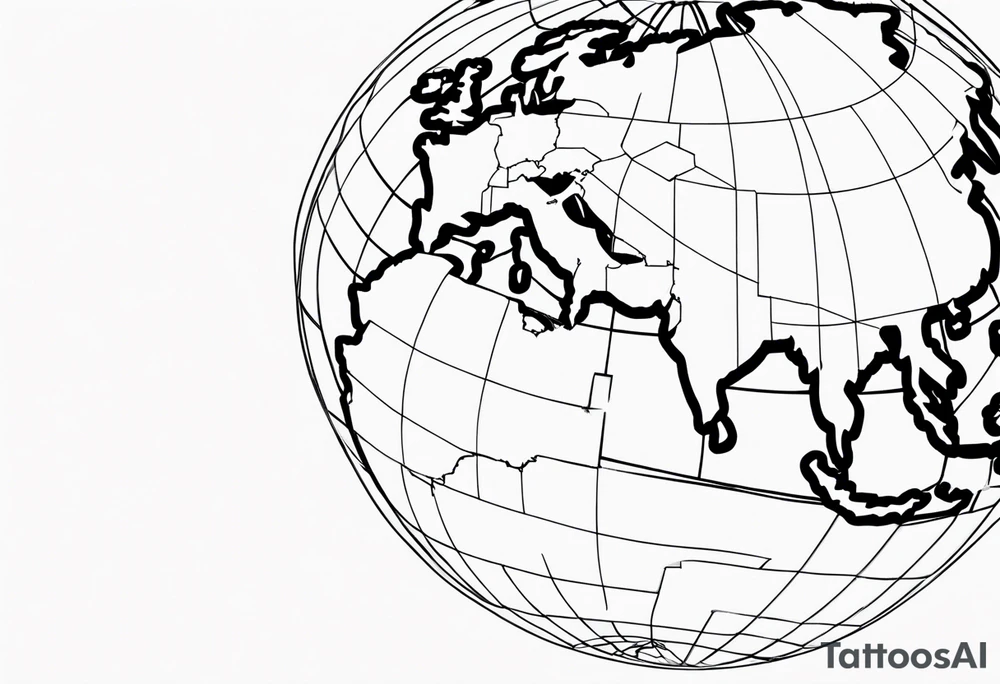 globe shattering with world map tattoo idea