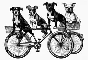 Two dogs riding a bicycle tattoo idea