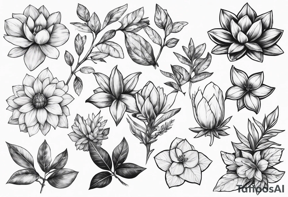 Collection of Hyrule plant tattoo idea