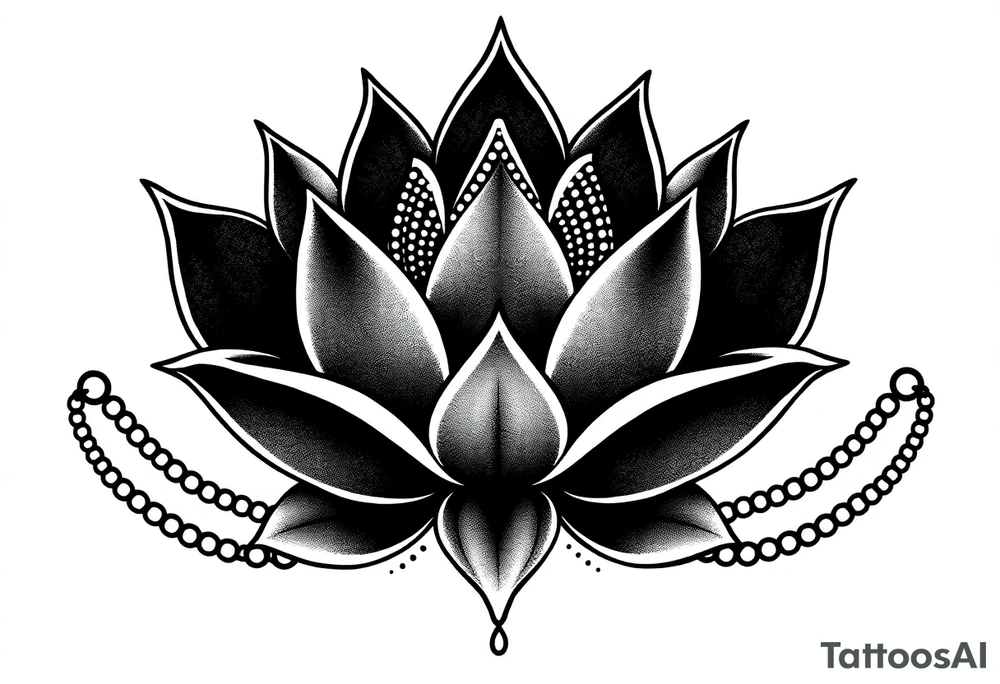 Lotus flower with dotwork chains tattoo idea