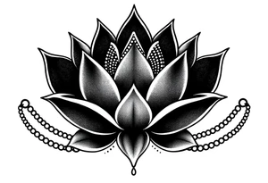 Lotus flower with dotwork chains tattoo idea