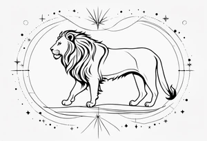 Leo zodiac sign and all of its elements including the constellation on a back tatto tattoo idea