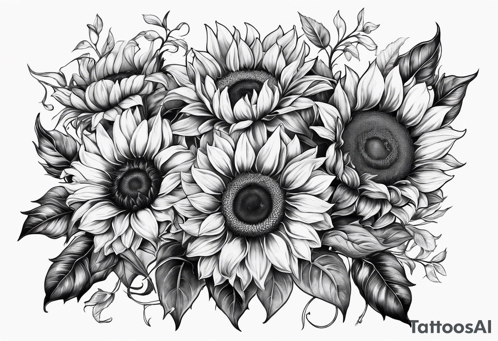 Sunflower bouquet tattoo idea