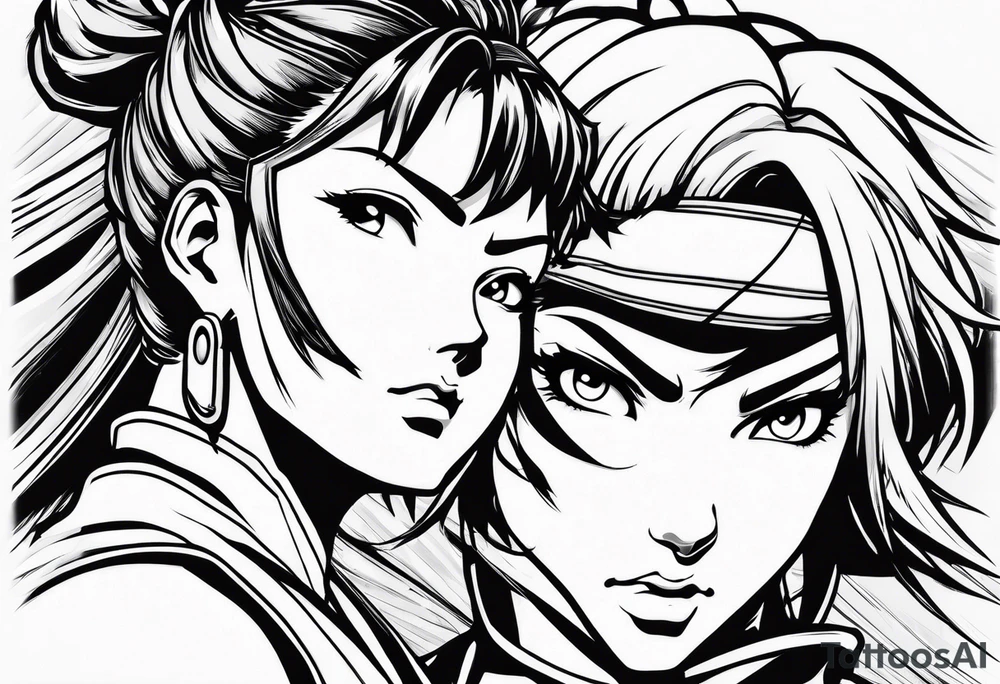 street fighter 3 makoto versus chun li fighting tattoo idea