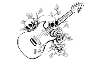 Electric guitar with skulls and roses tattoo idea