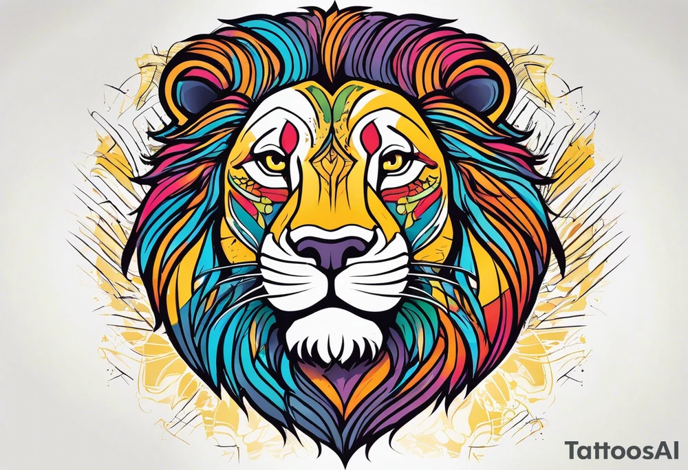 powerful majestic lion, close-up tattoo idea
