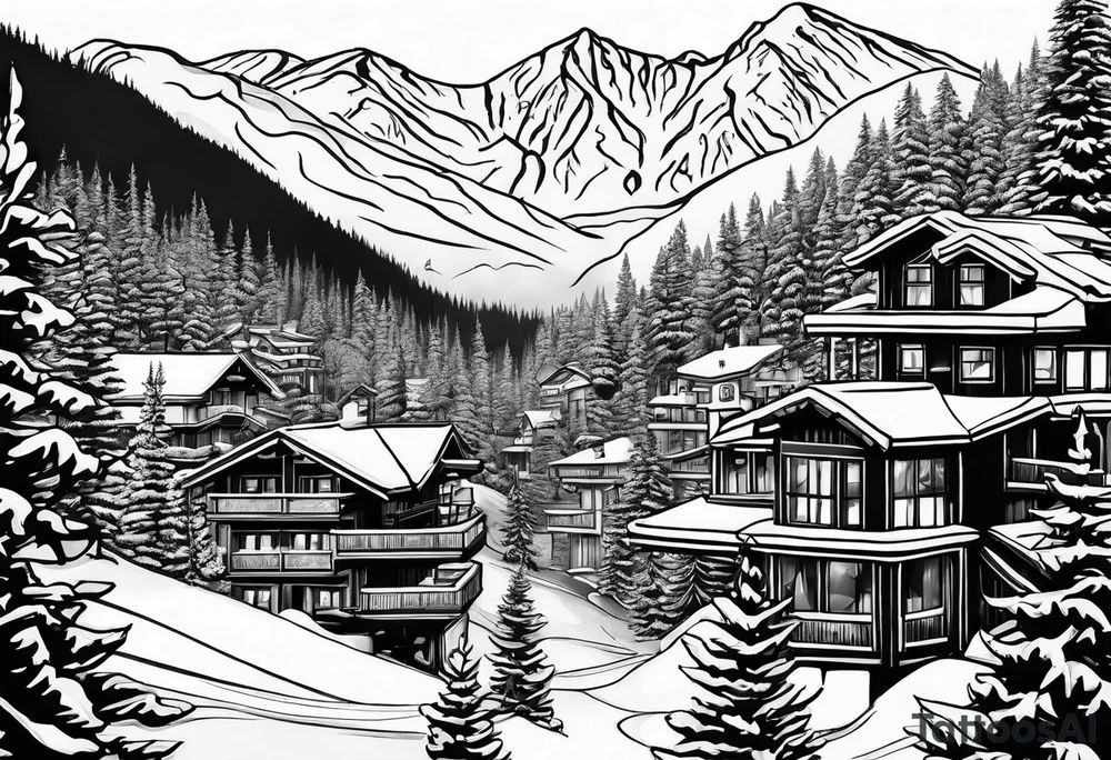 ski resort with 
chair lifts tattoo idea
