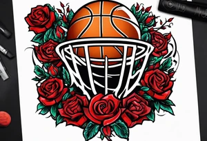 detroit city , basketball with 23 and virgo symbol and roses tattoo idea