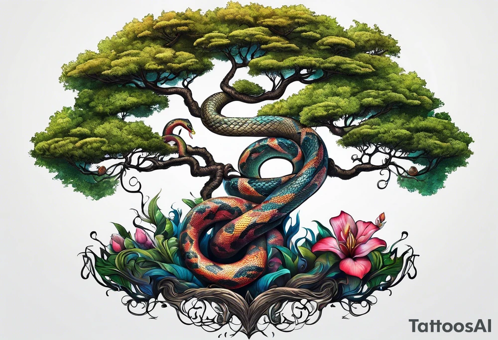 Tree fo life with snake tattoo idea