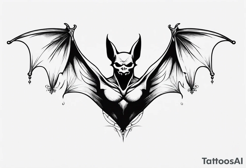 Bat with a fairy on top of its body tattoo idea