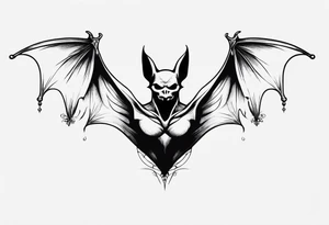 Bat with a fairy on top of its body tattoo idea