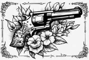 Gun with flowers sketch traditional styles tattoo idea