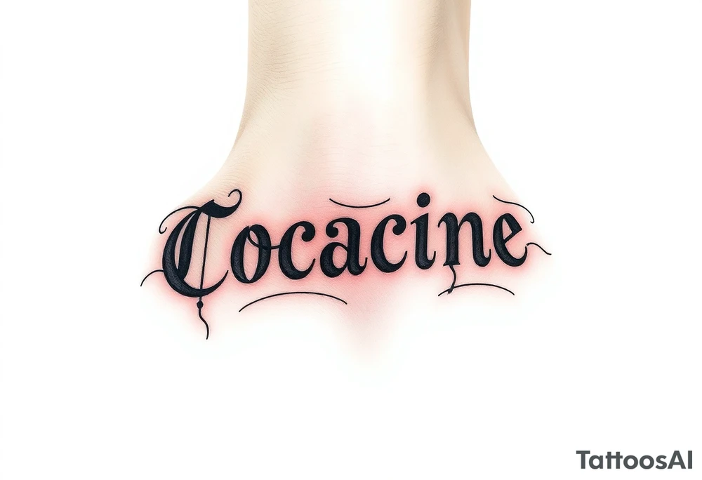 The word cocaine tattooed on foot tattoo idea
